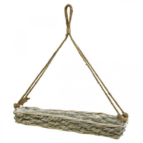 Korg för upphängning, hängkorg, planter flätad naturfärg, tvättad vit L43,5cm