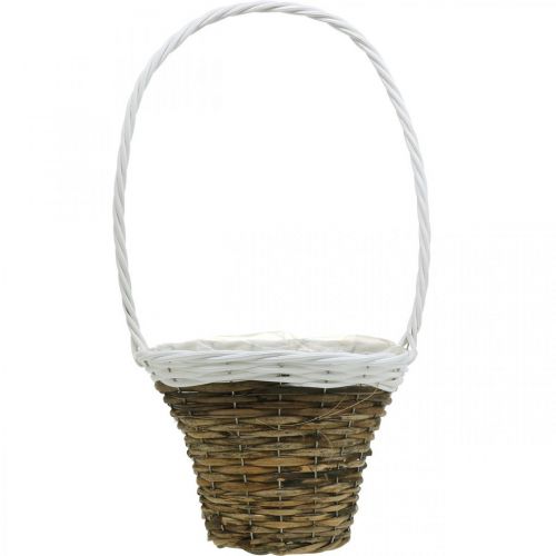 Artikel Handtagskorg, naturkorg för plantering, blomkorg rund natur, vit H49cm Ø23,5cm