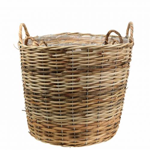 Floristik24 Flätad korg med handtag brun Ø48 / 43/37 / 33cm uppsättning med 4 planteringsdekorationer