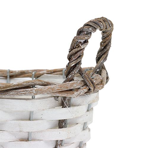 Floristik24 Korg med handtag oval natur, vit 20 x 14 cm