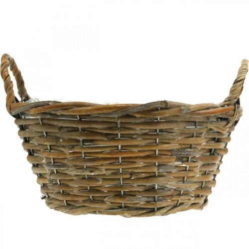 Artikel Planteringskärl, korg med handtag Shabby Chic Natur, vittvättad H14cm Ø30cm