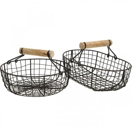 Floristik24 Metallkorg med handtag, korg för plantering, trådkorg variation brun, naturlig H10,5/12/13/11,5 cm set om 4