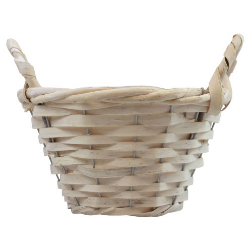 Artikel Korg med handtag spånkorg växtkorg vitmålad Ø25cm H13cm
