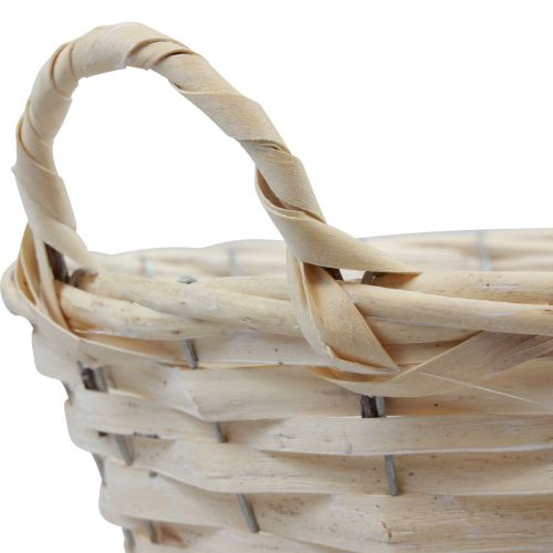 Artikel Korg med handtag Chipkorg växtkorg vitmålad Ø35cm H15cm