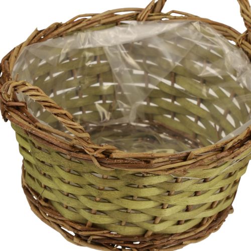 Artikel Korg rundvävd växtkorg med handtag grön Ø24cm H17cm