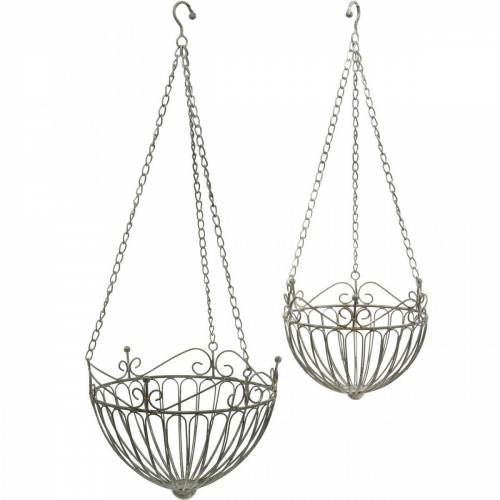 Floristik24 Blomkorg dekorativ växtkorg rost vittvättad metall Ø28/22cm set om 2