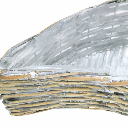 Korg för plantering av böljande natur, tvättad vit 60 × 20 / 48,5 × 15/42 × 11 cm, uppsättning 3