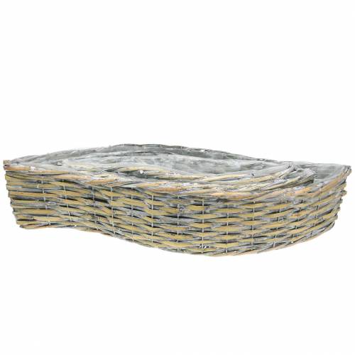 Korg för plantering av böljande natur, tvättad vit 60 × 20 / 48,5 × 15/42 × 11 cm, uppsättning 3