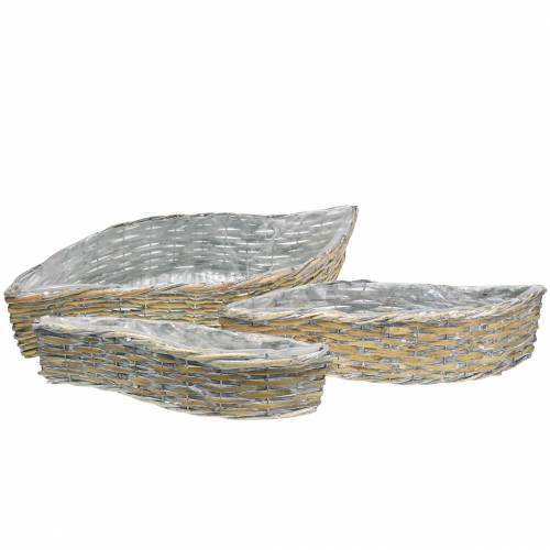Korg för plantering av böljande natur, tvättad vit 60 × 20 / 48,5 × 15/42 × 11 cm, uppsättning 3 Korg för plantering av böljande natur, tvättad vit 60 × 20 / 48,5 × 15/42 × 11 cm, uppsättning 3