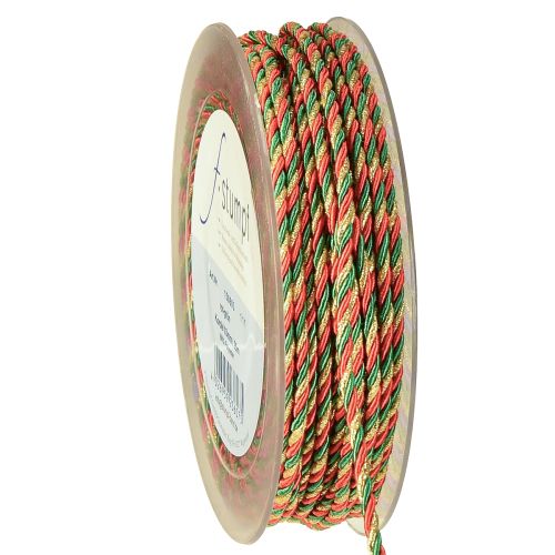 Snöre röd grön guld dekorativt snöre tricolor snöreband 3mm 25m