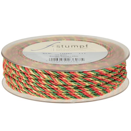 Artikel Snöre röd grön guld dekorativt snöre tricolor snöreband 3mm 25m