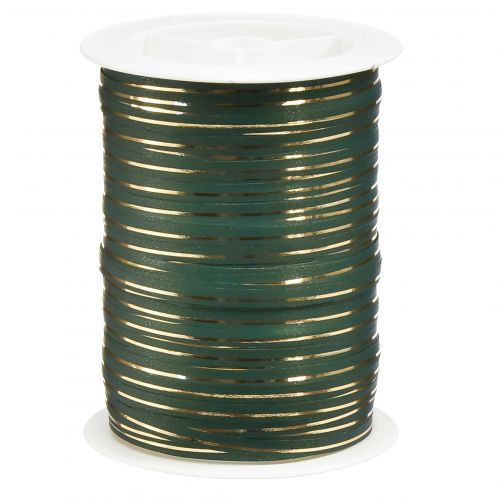 Curlingband presentband grönt med guldränder 10mm 250m