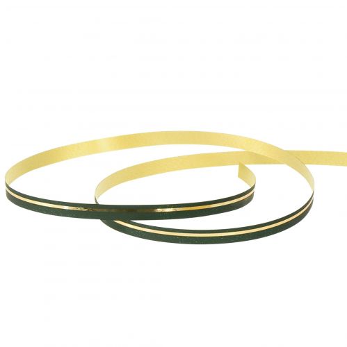 Artikel Curlingband presentband grönt med guldränder 10mm 250m