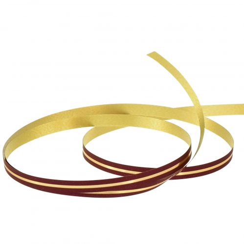 Artikel Curlingband presentband rött med guldränder 10mm 250m