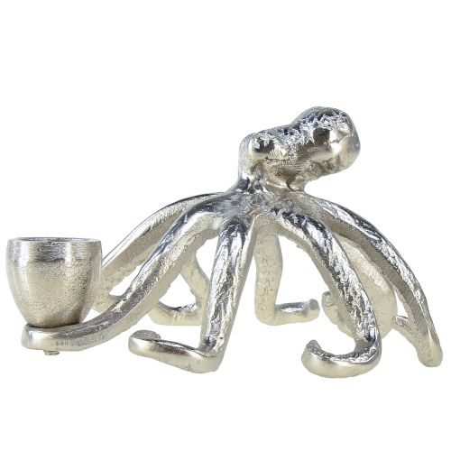 Floristik24 Maritim dekorativ ljusstake bläckfisk metall silver Ø14cm H9cm