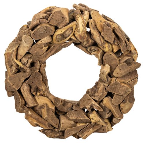 Dekorativ krans av naturliga träbitar, rund, 35 cm köpa | Floristik24.se