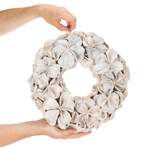 Krans med lotusblomma, naturlig dekoration, torkade blommor, 35 cm | Floristik24.se