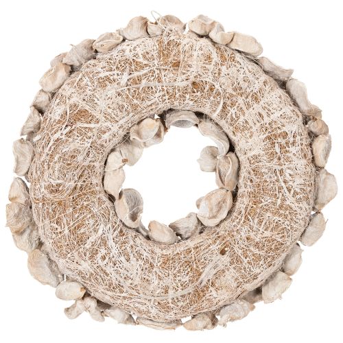 Krans med lotusblomma, naturlig dekoration, torkade blommor, 35 cm | Floristik24.se