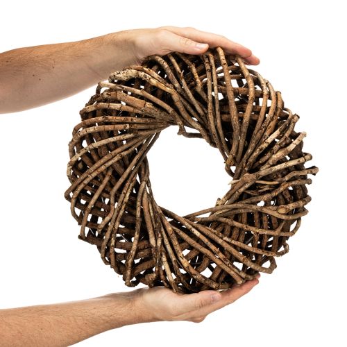 Krans gjord av naturliga kvistar, rund rottingkrans för pyssel, 35 cm | Floristik24.se