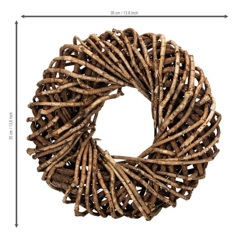 Krans gjord av naturliga kvistar, rund rottingkrans för pyssel, 35 cm | Floristik24.se