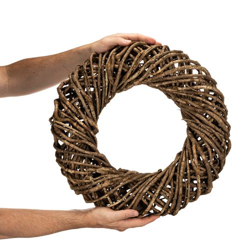 Dekorativ krans gjord av naturliga grenar, rottingkrans, rund, stor, 45 cm. | Floristik24.se