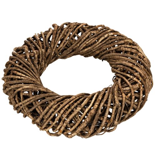 Dekorativ krans gjord av naturliga grenar, rottingkrans, rund, stor, 45 cm. | Floristik24.se