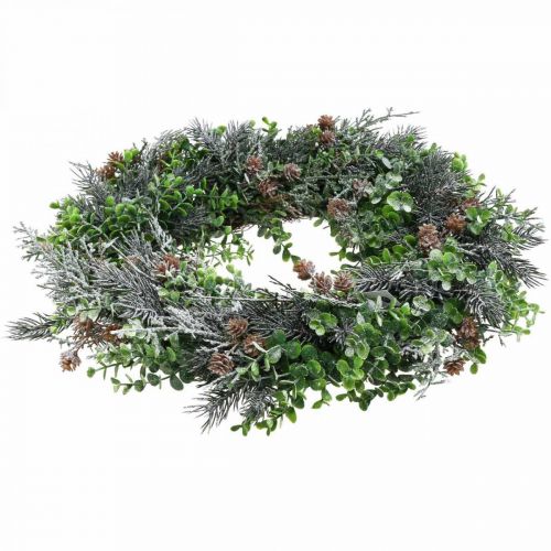 Floristik24 Julkrans Adventskrans med konstsnö Ø30cm