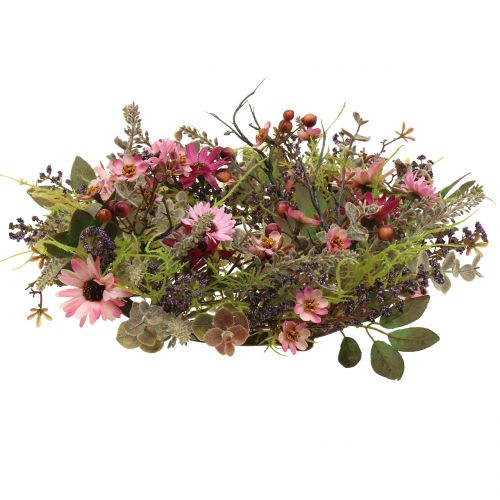 Floristik24 Blomkrans med prästkragar och bär gammalrosa Ø30cm