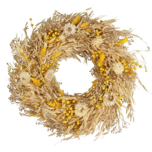 Floristik24 Dekorativ krans havrekrans naturlig krans halmblommor gul Ø29cm