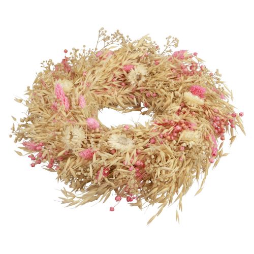 Artikel Dekorativ krans havrekrans naturlig krans halmblommor rosa Ø29cm