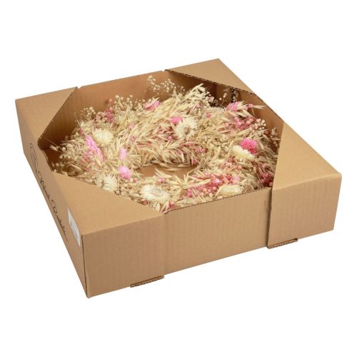 Artikel Dekorativ krans havrekrans naturlig krans halmblommor rosa Ø29cm