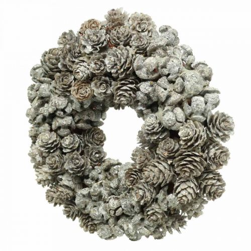 Floristik24 Deco kranskottar lärk och cypress vit, glitter Ø20cm 2st