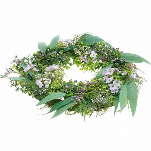 Artikel Dekorativ krans eukalyptus, ormbunke, blommor Konstgjord krans Bordskrans