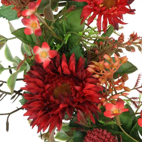 Floristik24 Höstkrans siden blommor röd gerberatistel dörrkrans Ø42cm