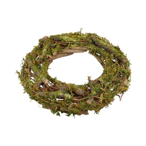 Floristik24 Krans naturlig krans träkrans grenar mossa glitter Ø28cm