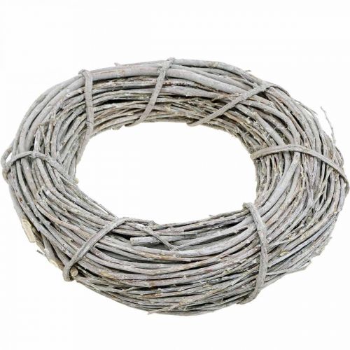 Floristik24 Deco krans vitkalkad Ø35cm Shabby Chic dörrkrans bordsdekoration