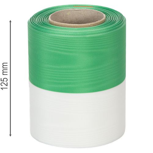 Artikel Moiré-kransband 125 mm x 25 m i grönt och vitt, taftvävt band, nationalband, dekorativt band
