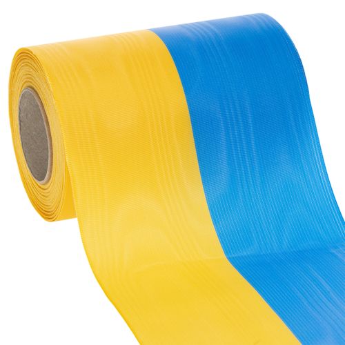 Moiré-kransband 150 mm i blått och gult - premium sorg- och dekorationsband, för fester, rosettband köpa | Floristik24.se