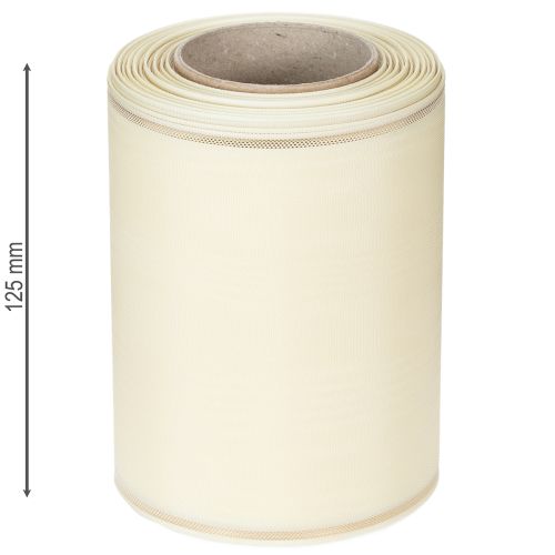 Artikel Krämfärgat kransband med guldkant, supersatin, 125 mm brett, 25 m långt - Vattentätt, perfekt för datorutskrift och miljövänligt