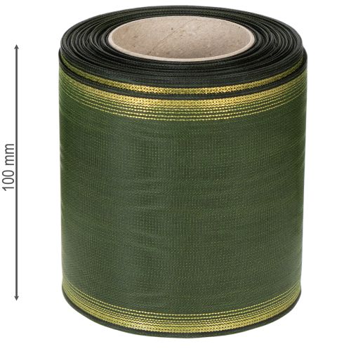 Artikel Kransband moiré mörkgrönt 100mm dekorativt band taftband