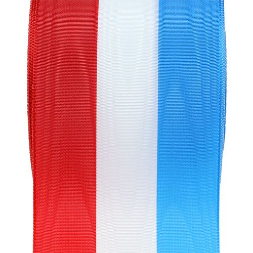 Artikel Kransband moiré blå-vit-röd 75mm