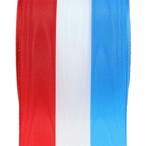 Floristik24 Kransband moiré blå-vit-röd 75mm