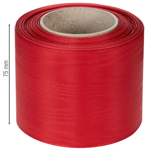 Artikel Rött kransband 75mm x 25m - Begravningsblomster och dekorationer, Robust band för textning