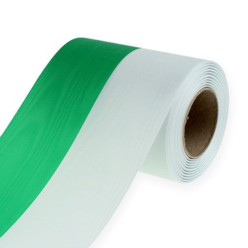Artikel Kransband moiré grön-vit 125mm 25m