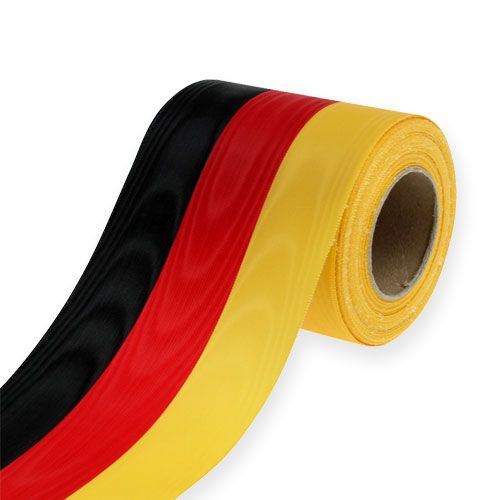Kransband Moiré svart-röd-guld 100 mm