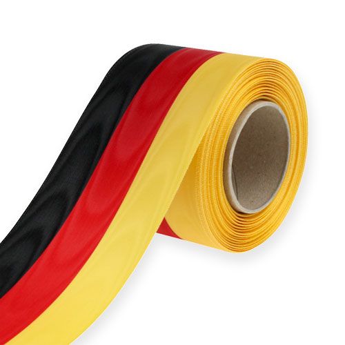 Floristik24 Kransband Moiré svart-röd-guld 75 mm