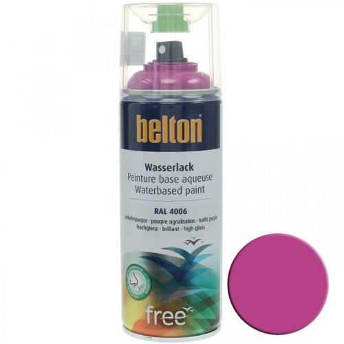 Artikel Belton fri vattenbaserad färg rosa trafiklila högblank spray 400ml