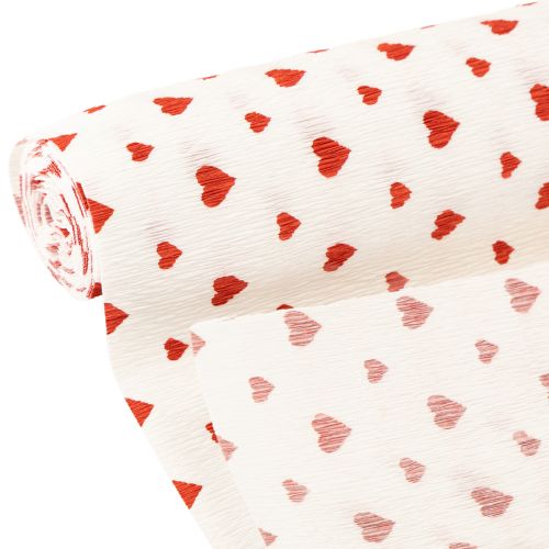 Artikel Crepe Paper with Hearts Florist&#39;s Crepe Mors Dag Röd, Vit 50×250cm