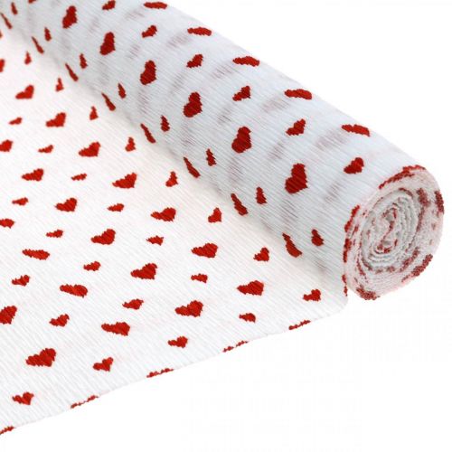 Artikel Crepe Paper with Hearts Florist&#39;s Crepe Mors Dag Röd, Vit 50×250cm