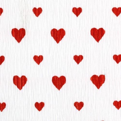 Artikel Crepe Paper with Hearts Florist&#39;s Crepe Mors Dag Röd, Vit 50×250cm